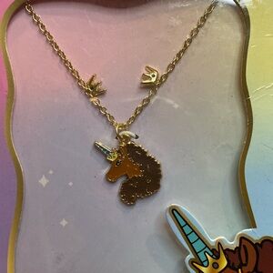 NWT Afro unicorn necklace and earrings